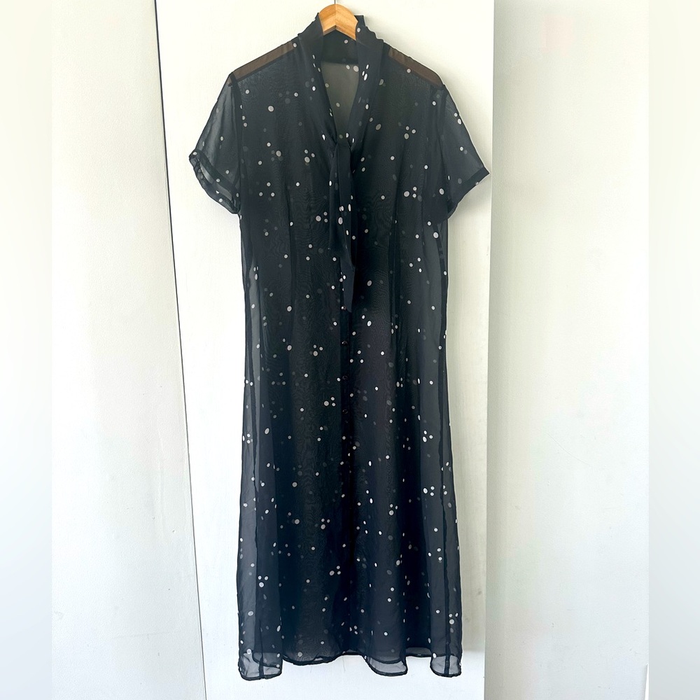 Black Printed Sheer Vintage Dress
